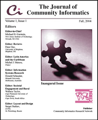 Journal of Community Informatics first issue cover