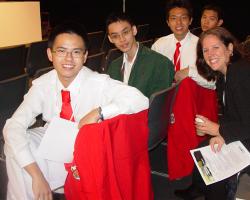 Felicia Sullivan and students from Singapore at WSIS